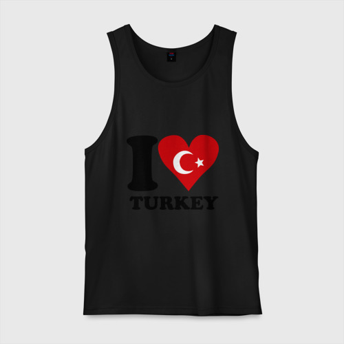 Мужская майка хлопок I love turkey, цвет черный