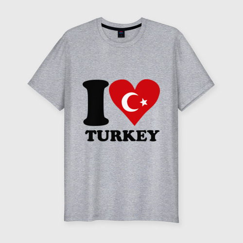 Мужская футболка хлопок Slim I love turkey, цвет меланж