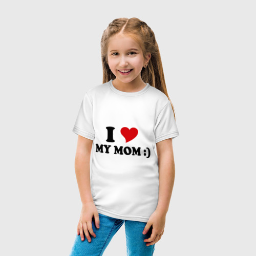 Детская футболка хлопок I love my mom, цвет белый - фото 5