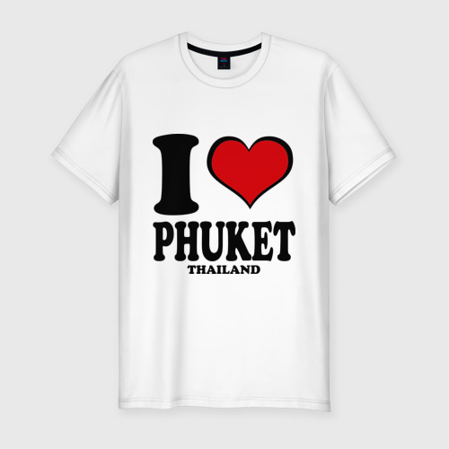 Мужская футболка хлопок Slim I love Phuket, цвет белый