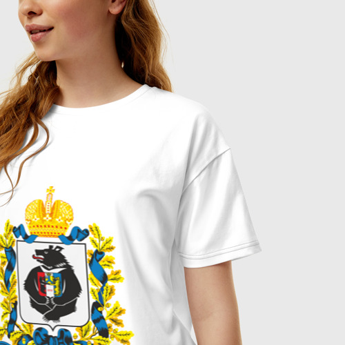 Женская футболка хлопок Oversize Хабаровский край, цвет белый - фото 3