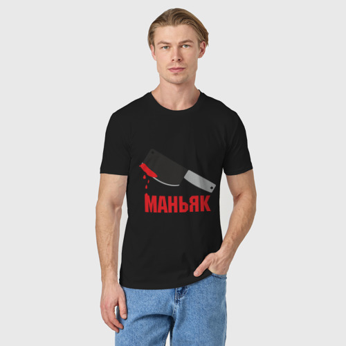 Мужская футболка хлопок Маньяк, цвет черный - фото 3