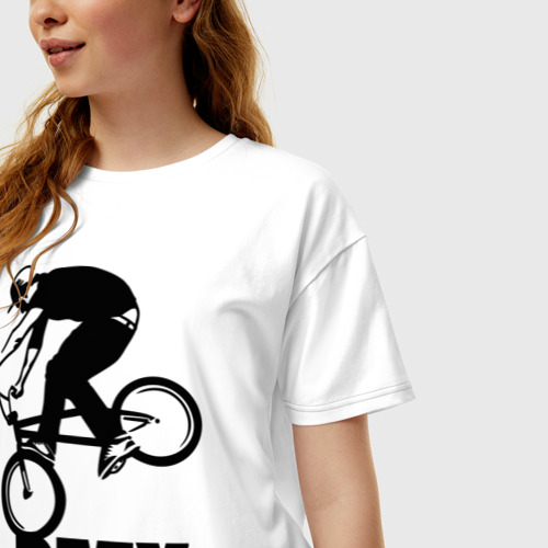 Женская футболка хлопок Oversize BMX 3, цвет белый - фото 3