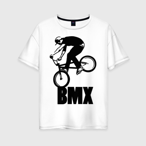 Женская футболка хлопок Oversize BMX 3, цвет белый