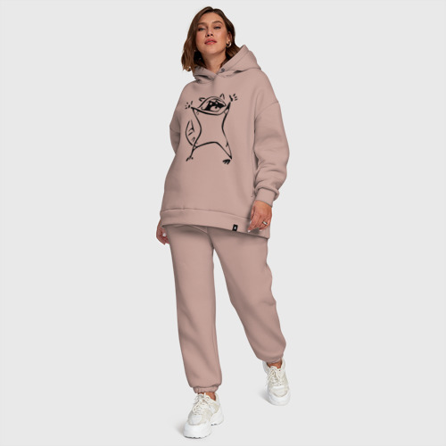 Женский костюм хлопок Oversize Енот, цвет пыльно-розовый - фото 6