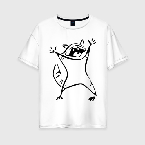 Женская футболка из хлопка оверсайз с принтом Енот, вид спереди №1