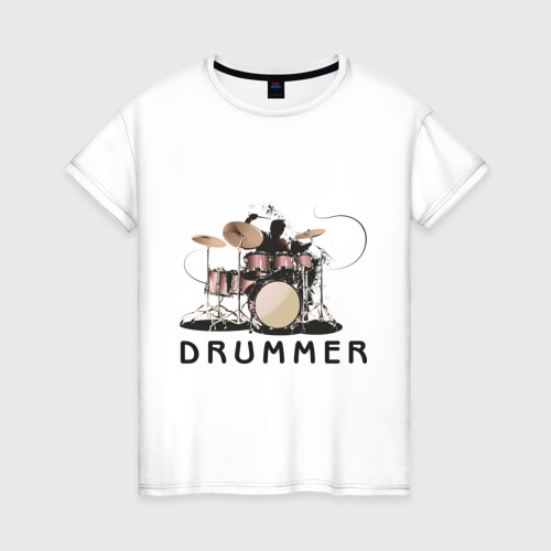 Женская футболка хлопок Drummer, цвет белый