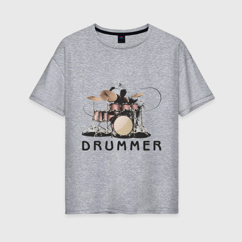 Женская футболка хлопок Oversize Drummer, цвет меланж