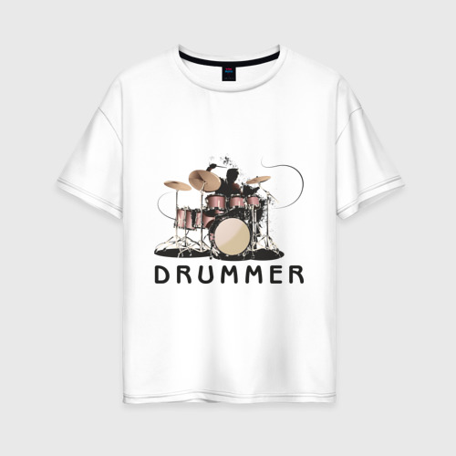 Женская футболка хлопок Oversize Drummer, цвет белый