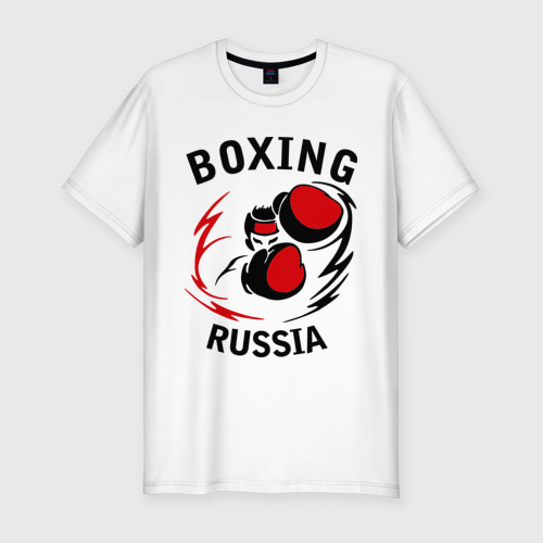 Мужская футболка хлопок Slim Boxing russia forever