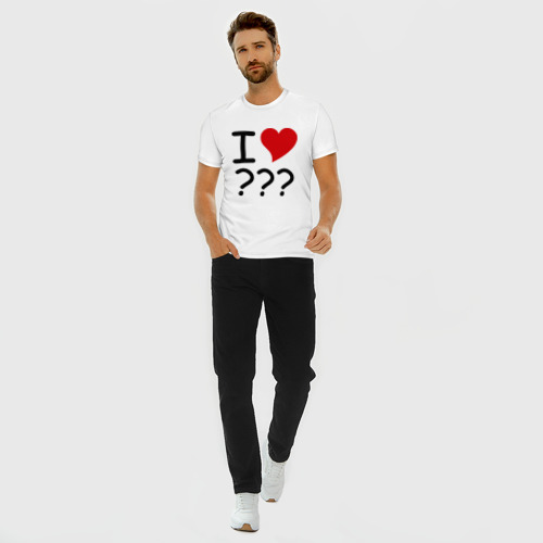 Мужская футболка хлопок Slim What I love, цвет белый - фото 5