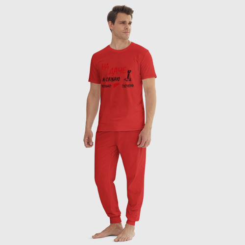 Мужская пижама хлопок На даче, цвет красный - фото 5