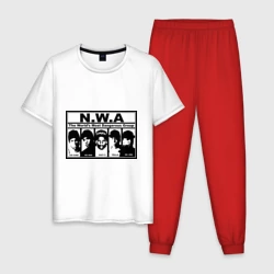 Мужская пижама с белой футболкой хлопок NWA