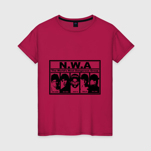 Женская футболка хлопок NWA, цвет маджента