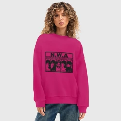 Женский свитшот oversize без начеса хлопок NWA - фото 2