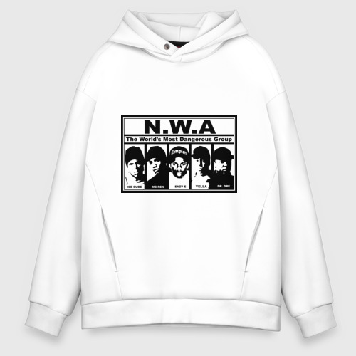 Мужское худи Oversize хлопок NWA, цвет белый