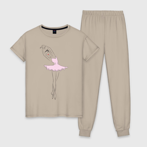 Женская пижама хлопок Балерина 2, цвет миндальный