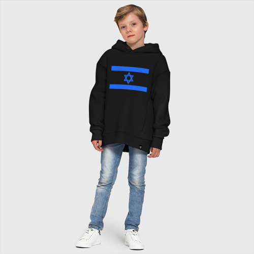 Детское худи Oversize хлопок Флаг Израиля, цвет черный - фото 11