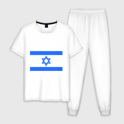 Мужская пижама хлопок Флаг Израиля, цвет белый