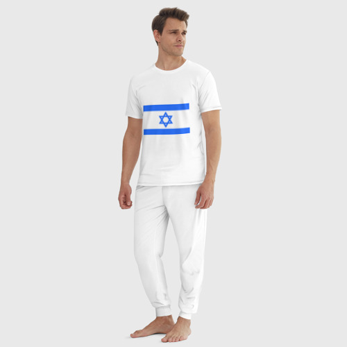 Мужская пижама хлопок Флаг Израиля, цвет белый - фото 5
