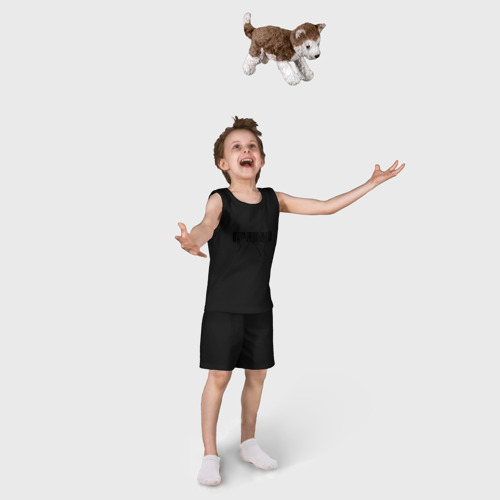 Детская пижама с шортами хлопок Фортепиано штрихкод, цвет черный - фото 5