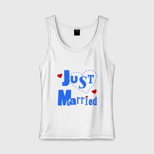 Женская майка хлопок Молодожены ((just married), цвет белый