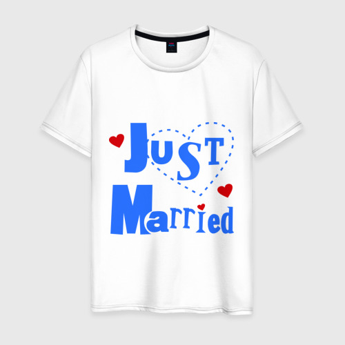 Мужская Футболка Молодожены ((just married) (хлопок)