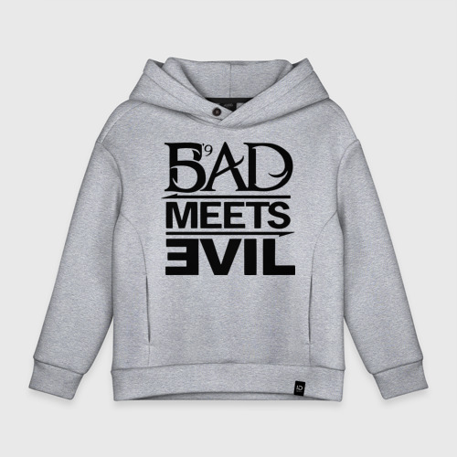 Детское худи Oversize хлопок Bad Meets Evil, цвет меланж