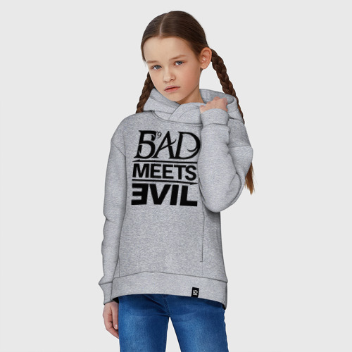 Детское худи Oversize хлопок Bad Meets Evil, цвет меланж - фото 3