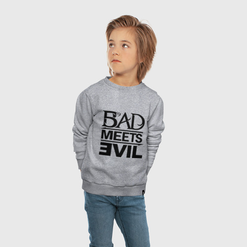 Детский свитшот хлопок Bad Meets Evil, цвет меланж - фото 5