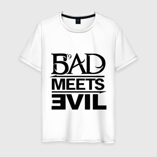 Мужская футболка хлопок Bad Meets Evil, цвет белый