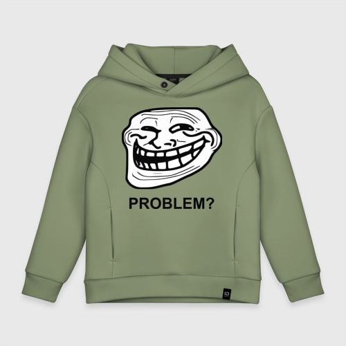 Детское худи Oversize хлопок Trollface. Problem? Проблемы?, цвет авокадо