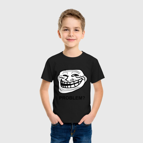 Детская футболка хлопок Trollface. Problem? Проблемы?, цвет черный - фото 3