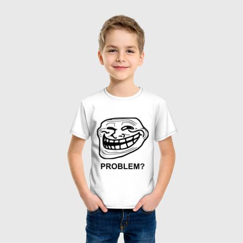 Детская футболка хлопок Trollface. Problem? Проблемы?, цвет белый - фото 3