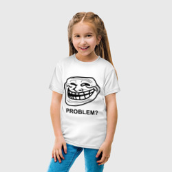 Футболка с принтом Trollface Problem? Проблемы? для мужчины, вид на модели спереди №3. Цвет основы: белый