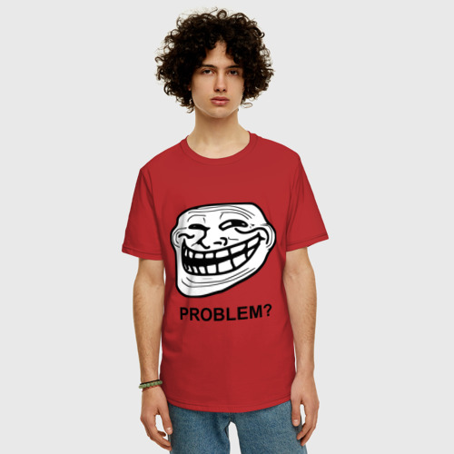 Мужская футболка хлопок Oversize с принтом Trollface Problem? Проблемы?, фото на моделе #1