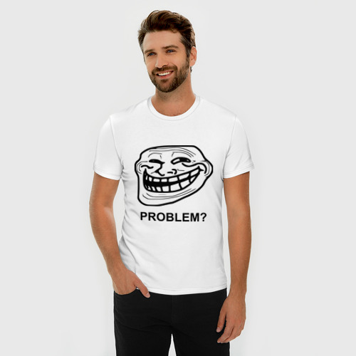 Мужская футболка хлопок Slim Trollface. Problem? Проблемы?, цвет белый - фото 3