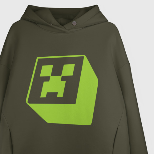 Женское худи Oversize хлопок Minecraft Creeper green, цвет хаки - фото 3