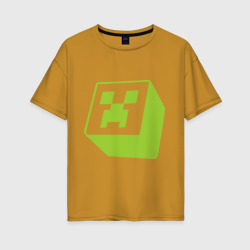 Женская футболка хлопок Oversize Minecraft Creeper green