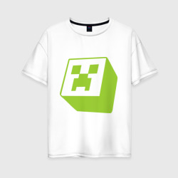 Женская футболка хлопок Oversize Minecraft Creeper green