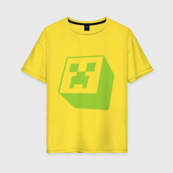 Женская футболка хлопок Oversize Minecraft Creeper green