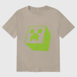 Женская футболка хлопок Oversize Minecraft Creeper green