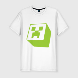 Мужская футболка хлопок Slim Minecraft Creeper green