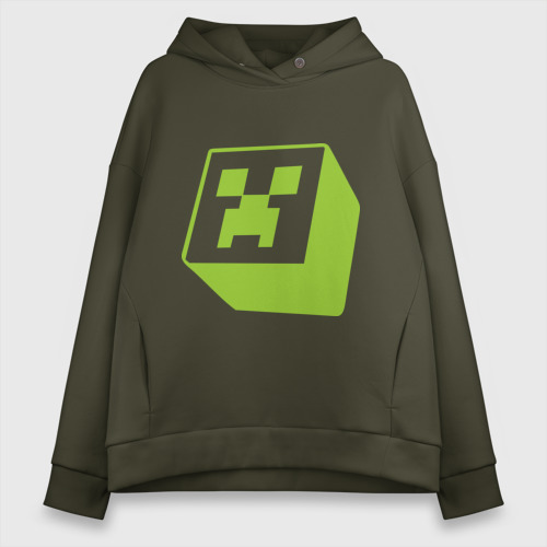 Женское худи Oversize хлопок Minecraft Creeper green, цвет хаки