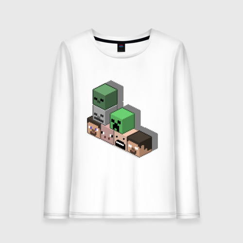 Женский лонгслив хлопок Minecraft cube, цвет белый