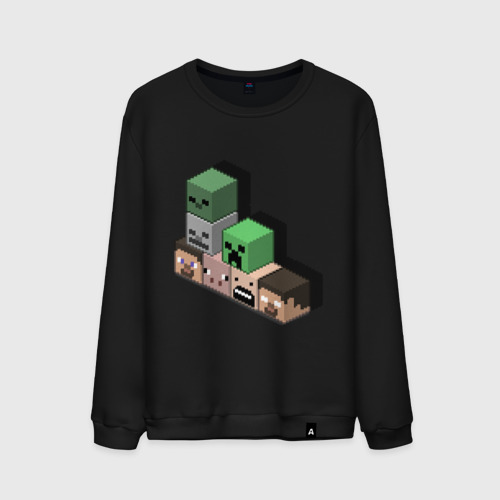 Мужской свитшот хлопок Minecraft cube, цвет черный