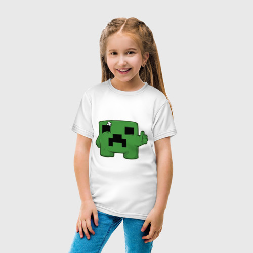 Детская футболка хлопок Minecraft green, цвет белый - фото 5