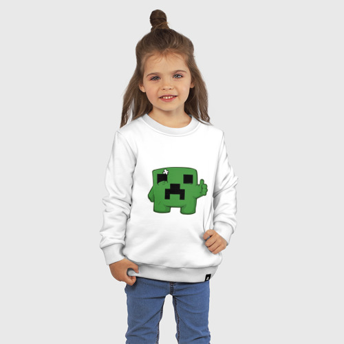 Детский свитшот хлопок Minecraft green, цвет белый - фото 3