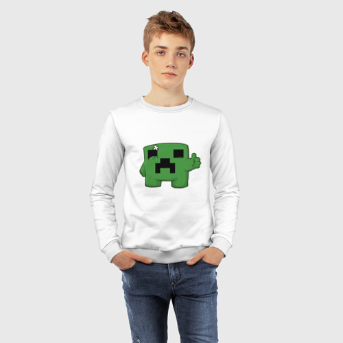 Детский свитшот хлопок Minecraft green, цвет белый - фото 7