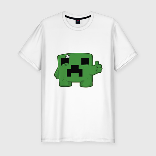 Мужская футболка хлопок Slim Minecraft green, цвет белый
